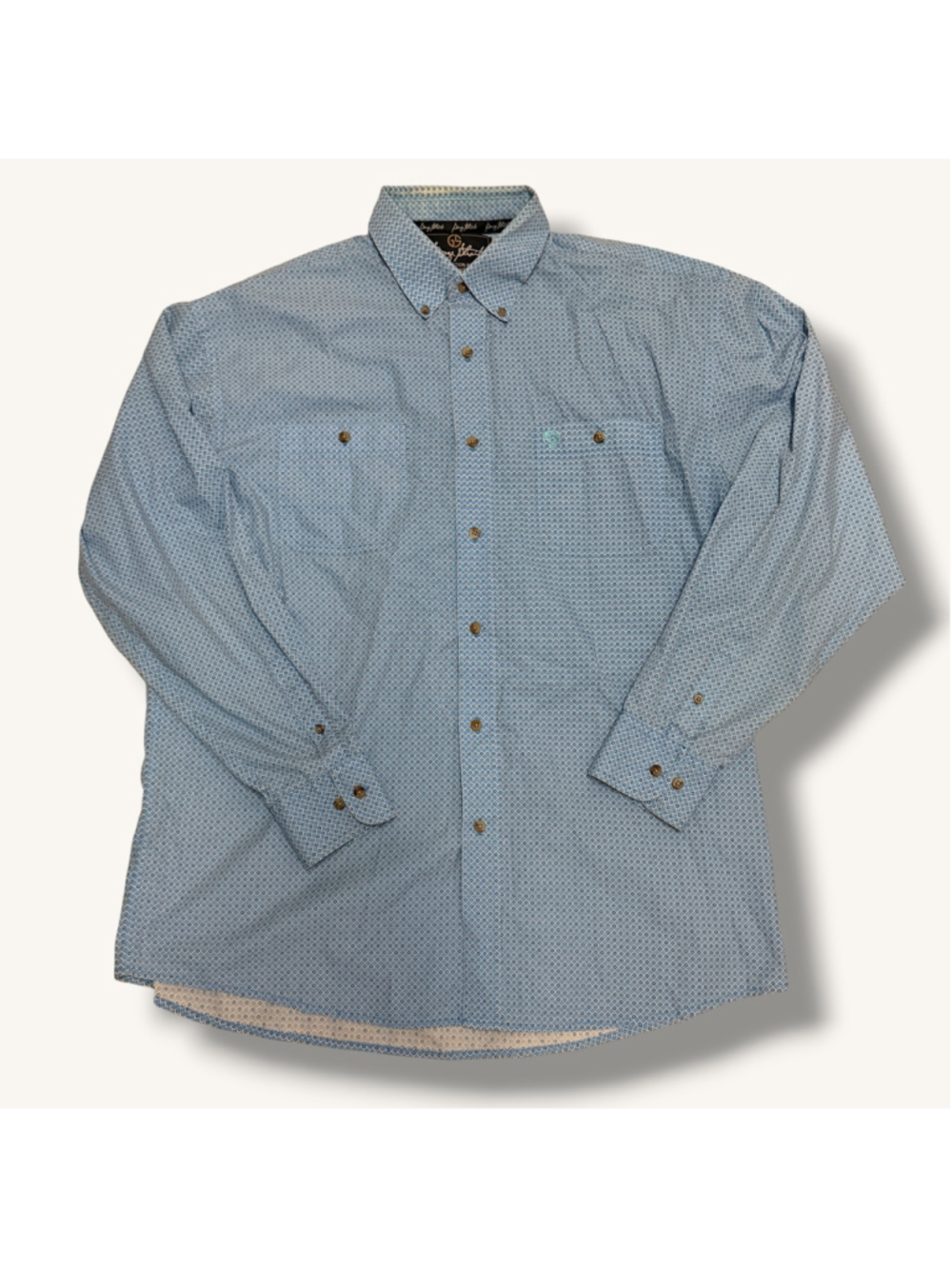 Wrangler George Strait Mens XL Blue Geometric Western Button Down Long Sleeve